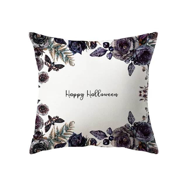 萬聖節恐怖南瓜頭骨印花圖案靠墊套家居客廳沙發裝飾（不含芯）