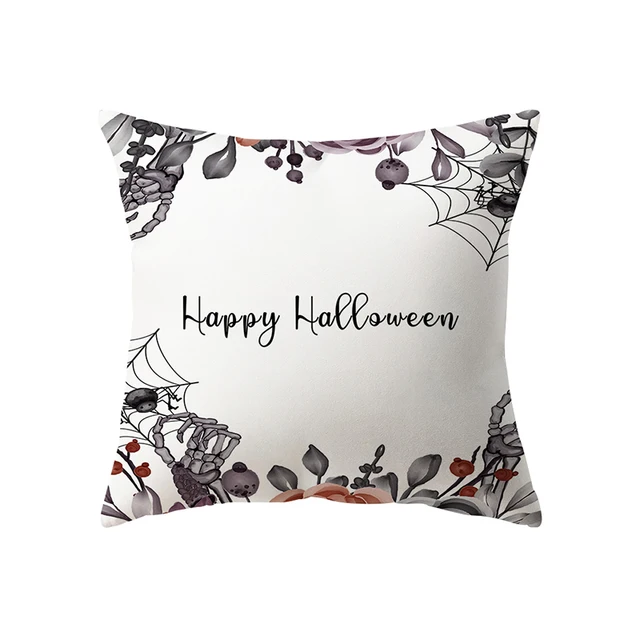 萬聖節恐怖南瓜頭骨印花圖案靠墊套家居客廳沙發裝飾（不含芯）