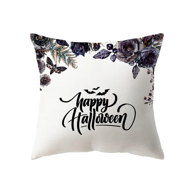 萬聖節恐怖南瓜頭骨印花圖案靠墊套家居客廳沙發裝飾（不含芯）