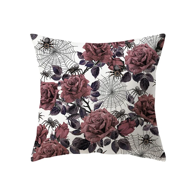 萬聖節恐怖南瓜頭骨印花圖案靠墊套家居客廳沙發裝飾（不含芯）
