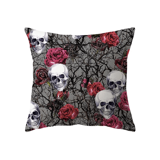 萬聖節恐怖南瓜頭骨印花圖案靠墊套家居客廳沙發裝飾（不含芯） - 格蘭特居家溫馨風格居