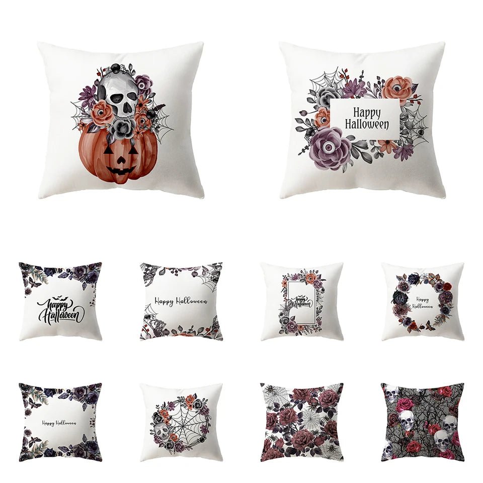 萬聖節恐怖南瓜頭骨印花圖案靠墊套家居客廳沙發裝飾（不含芯） - 格蘭特居家溫馨風格居