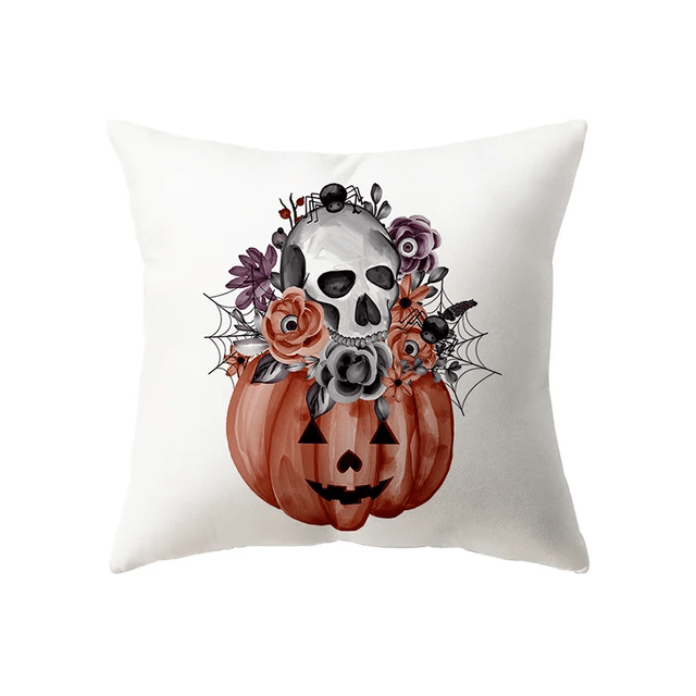 萬聖節恐怖南瓜頭骨印花圖案靠墊套家居客廳沙發裝飾（不含芯） - 格蘭特居家溫馨風格居